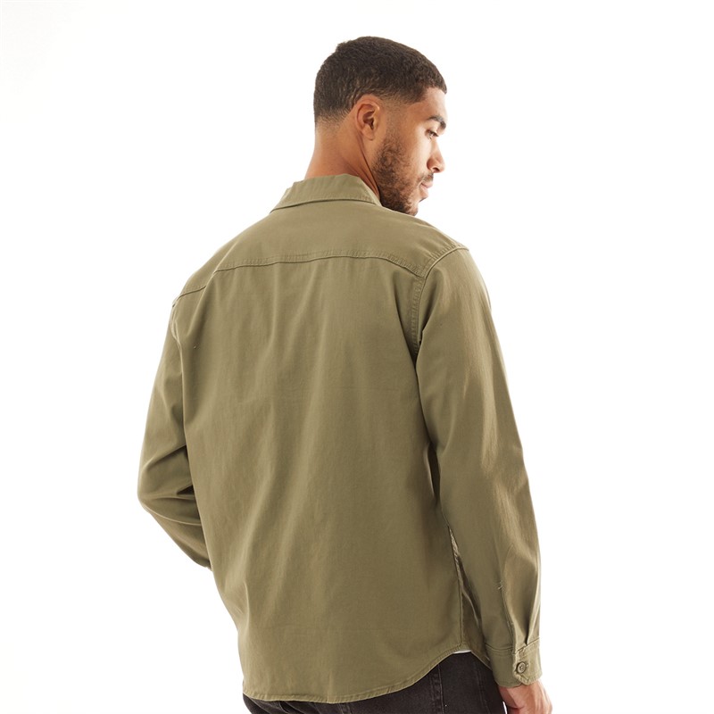 JACK & JONES Heren Dave Stretch Overshirt Stofkleurig Olijf