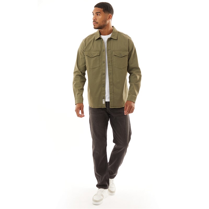 JACK & JONES Heren Dave Stretch Overshirt Stofkleurig Olijf