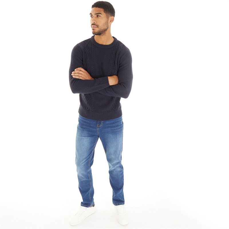 JACK & JONES Herre Caden Kabelstrikket Trøje Blå Blazer