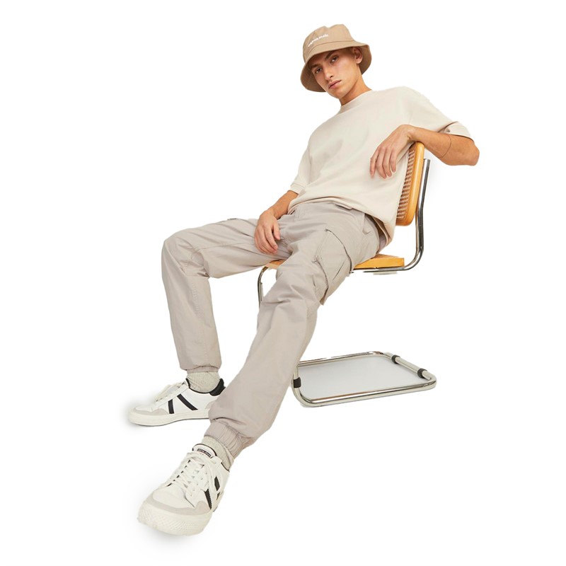 JACK AND JONES Herren Kane Noah Cuffed Cargo Hose Silber Wolke
