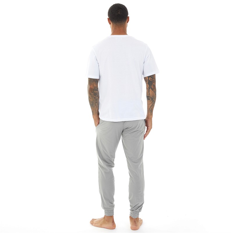 JACK & JONES Herre Solid Loungewear Sæt Hvid/Lys Grå Melange