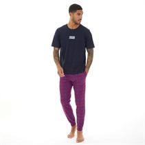 JACK & JONES Heren Geprinte Loungewear Set Marineblauw Blazer/Rode Ruitjes