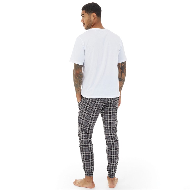 JACK & JONES Loungewear-Set Herren  weiß/grau kariert