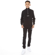 JACK & JONES Sweatshirt und Jogginghose Junge Vesterbro Viertelreißverschluss Set Schwarz