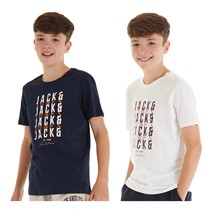 JACK AND JONES T-shirts Delvin Garçon Bleu marine, lot de 2