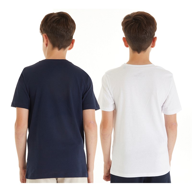 JACK AND JONES Boys Two Pack Delvin T-Shirts Navy Blazer