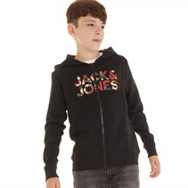 JACK AND JONES Drenge James Sweat Zip Hoodie Sort