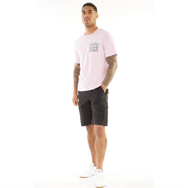 JACK AND JONES Mens Script T-Shirt Winsome Orchid