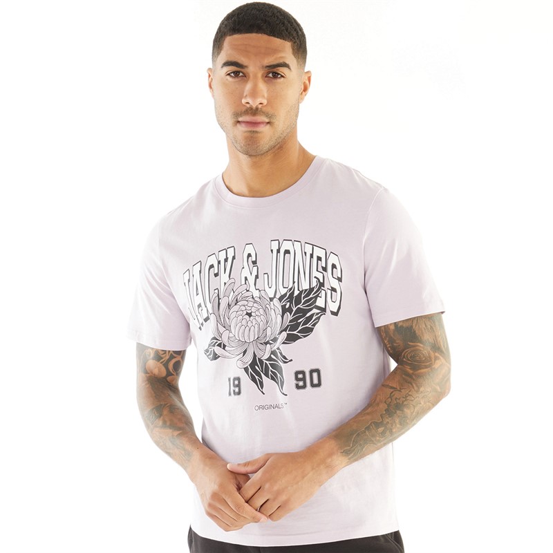 JACK AND JONES Herren Flowers T-Shirts Lila