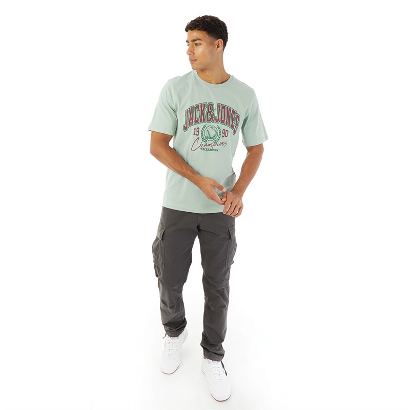 JACK AND JONES Mens Palms T-Shirt Gray Mist