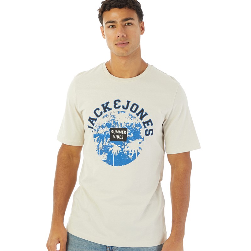 JACK AND JONES Herren T-Shirt Palms Mondlicht