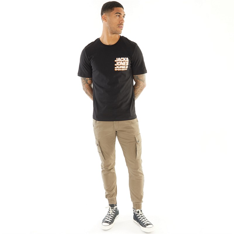 JACK AND JONES Herren Script T-Shirts Schwarz