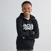 JACK & JONES Boys Logo Hoodie Black