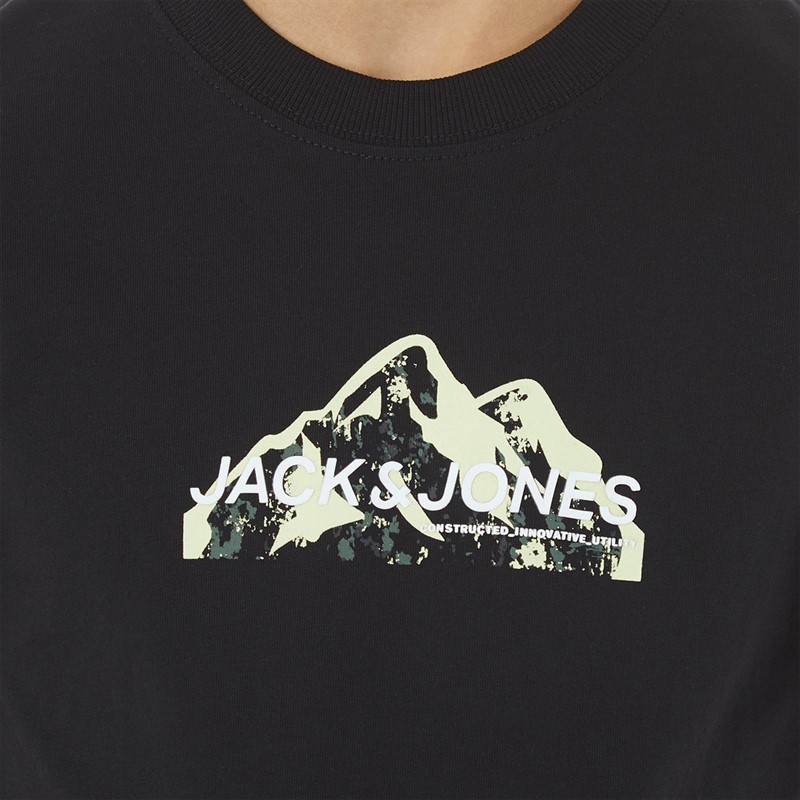 JACK AND JONES Jongens Berg Logo T-shirt Zwart