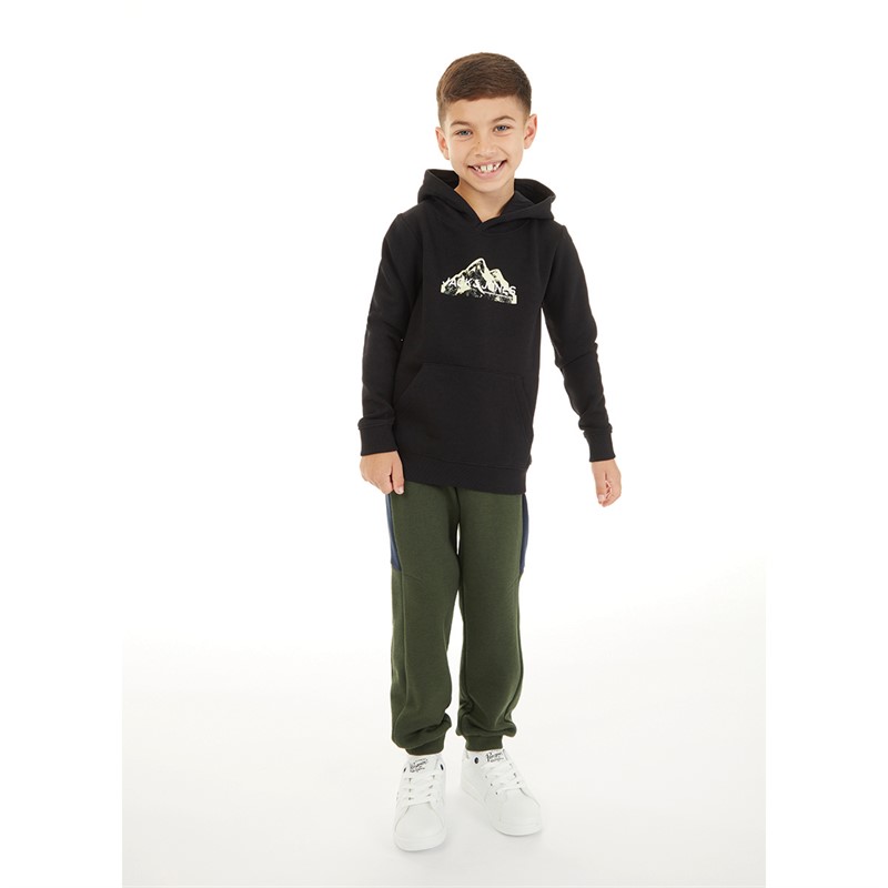 JACK & JONES Hættetrøje med bjerglogo Sort til drenge