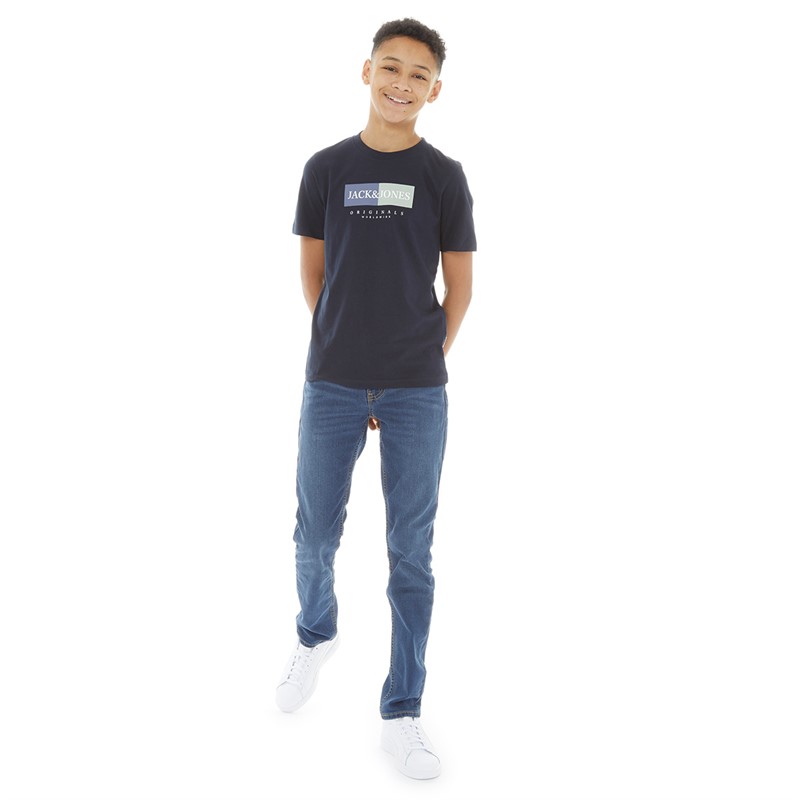 JACK AND JONES Drenge Frederiksberg Box T-shirt Himmelkaptajn