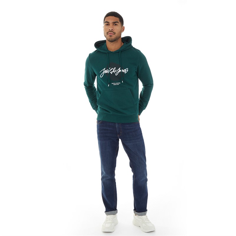 JACK AND JONES Mens Tiley Hoodie Deep Teal