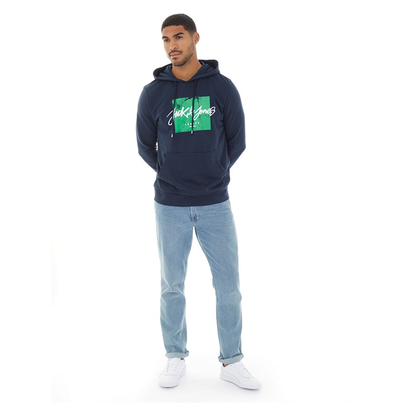 JACK AND JONES Mens Tiley Hoodie Navy Blazer