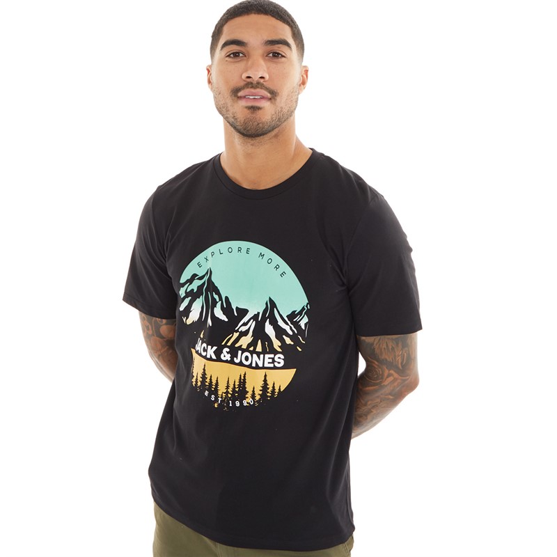 JACK AND JONES Mens Peak T-Shirt Black