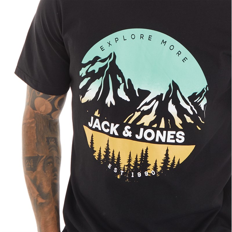 JACK AND JONES Mens Peak T-Shirt Black