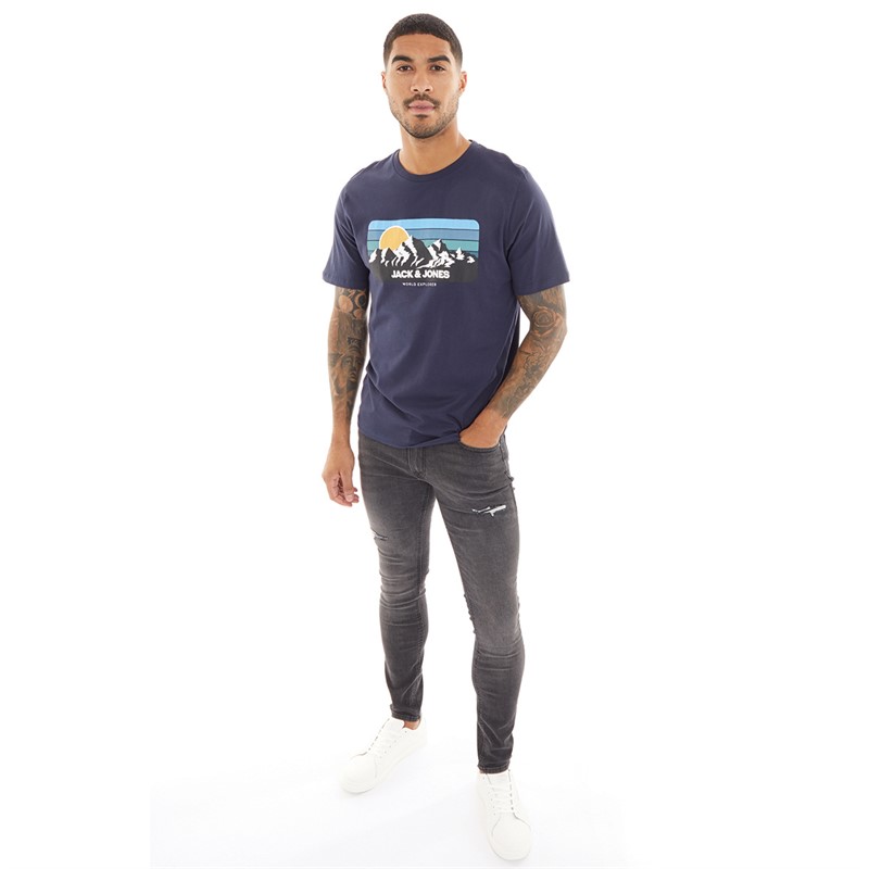 JACK & JONES Mens Peak T-Shirt Navy Blazer