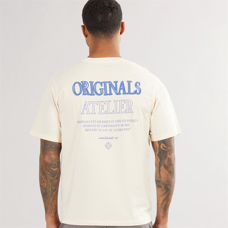 JACK & JONES T-Shirts Santorini Back Homme Ecru