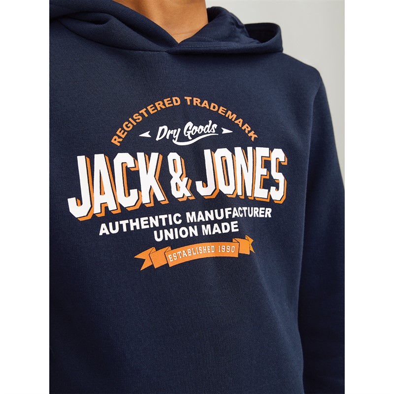 JACK & JONES Hoodie met logo Jongens Blauw Blazer