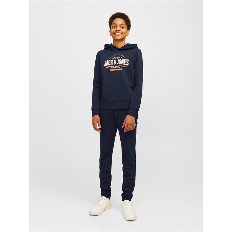 JACK AND JONES Sweat-Shirt à Capuche Bleu Marine avec logo garçon