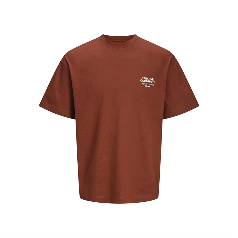 JACK AND JONES T-shirt Garçon imprimé dos Marron Brandy