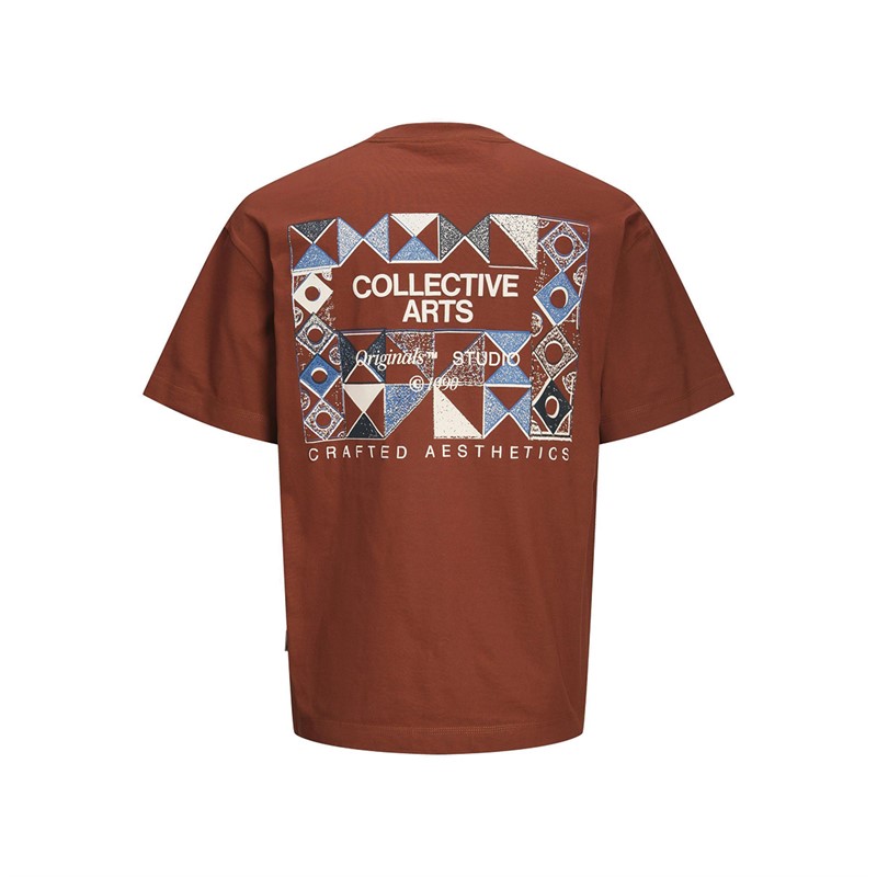 JACK AND JONES T-shirt Garçon imprimé dos Marron Brandy