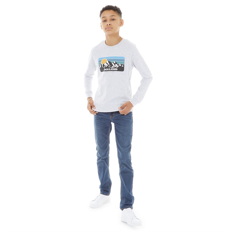 JACK AND JONES Jongens Peak Sweatshirt Wit Melange