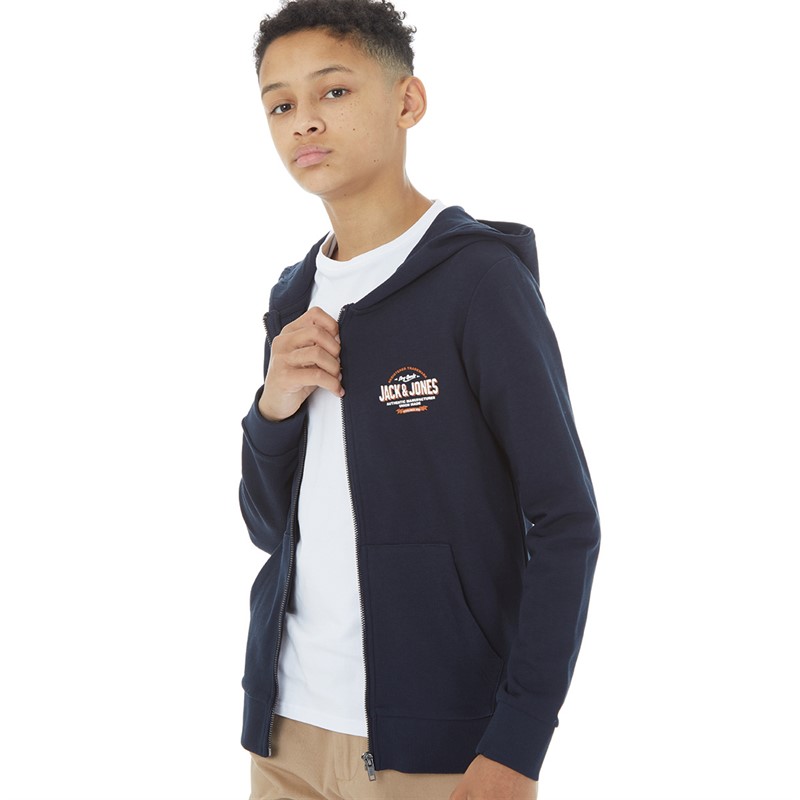JACK AND JONES Chłopięce Logo Bluzy z kapturami marynarka wojenna