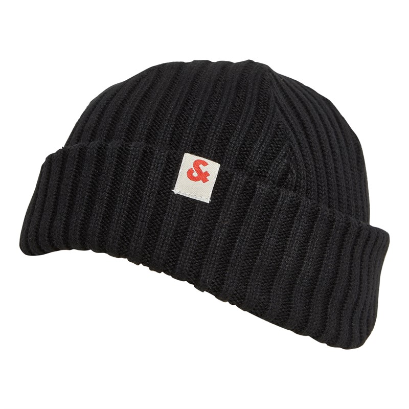 JACK & JONES Mens Short Knit Beanie Black