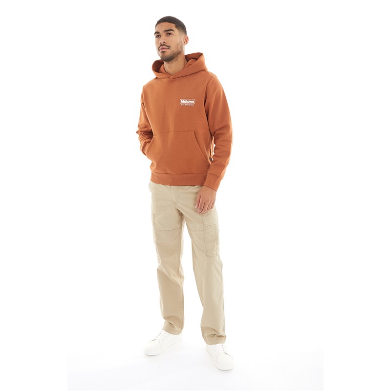 JACK AND JONES Mens Urban Edge Graphic Hoodie Mocha Bisque