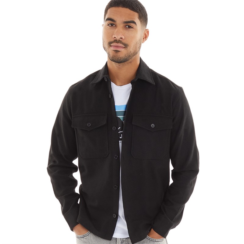 JACK AND JONES Mens Roy Solid Overshirt Black Beauty