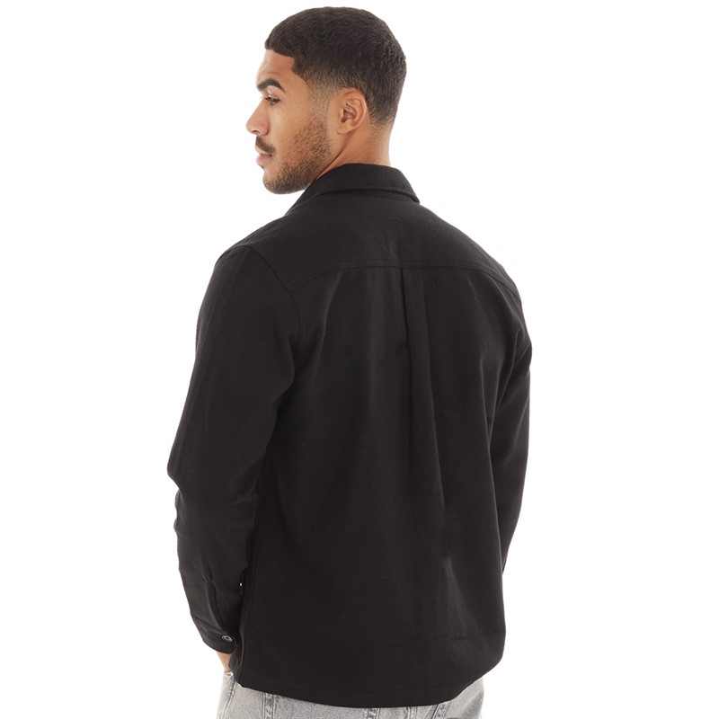 JACK AND JONES Mens Roy Solid Overshirt Black Beauty