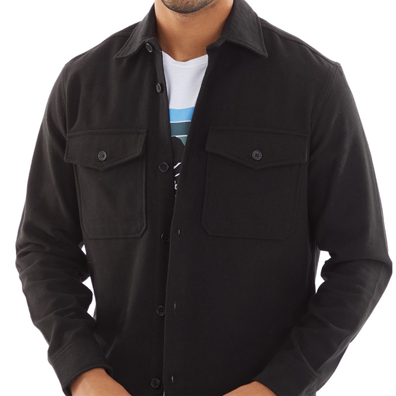 JACK AND JONES Mens Roy Solid Overshirt Black Beauty