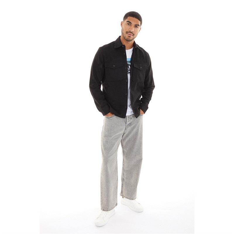 JACK AND JONES Mens Roy Solid Overshirt Black Beauty