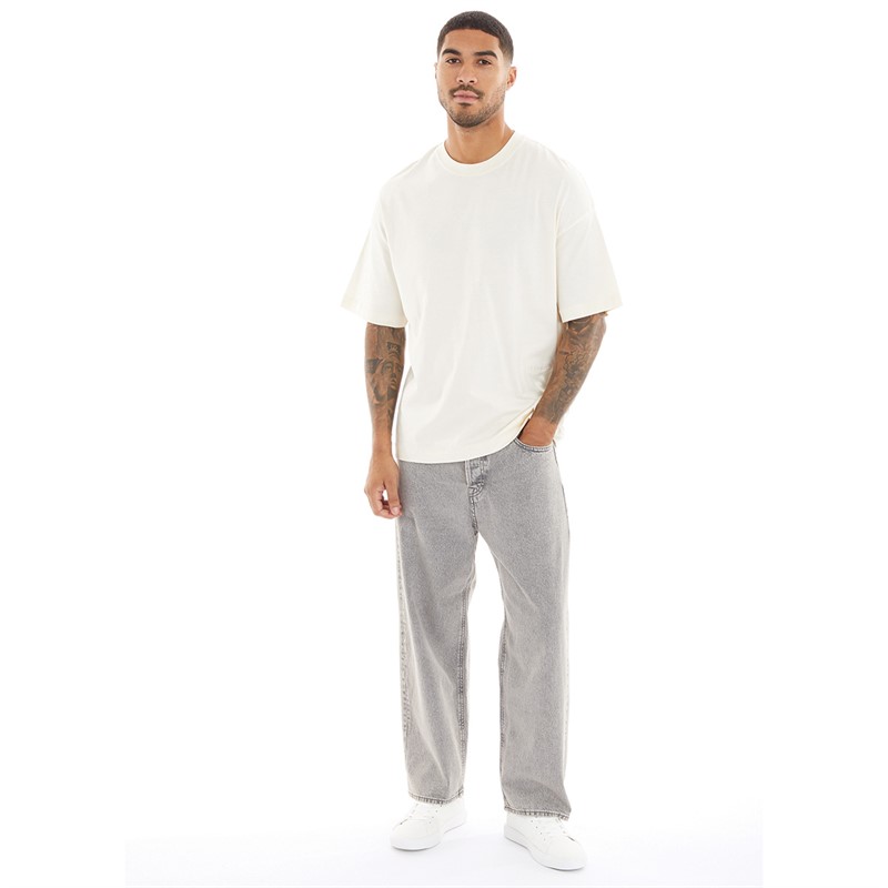 JACK & JONESs Mens Alex Original SQ 053 Jeans Grey Denim