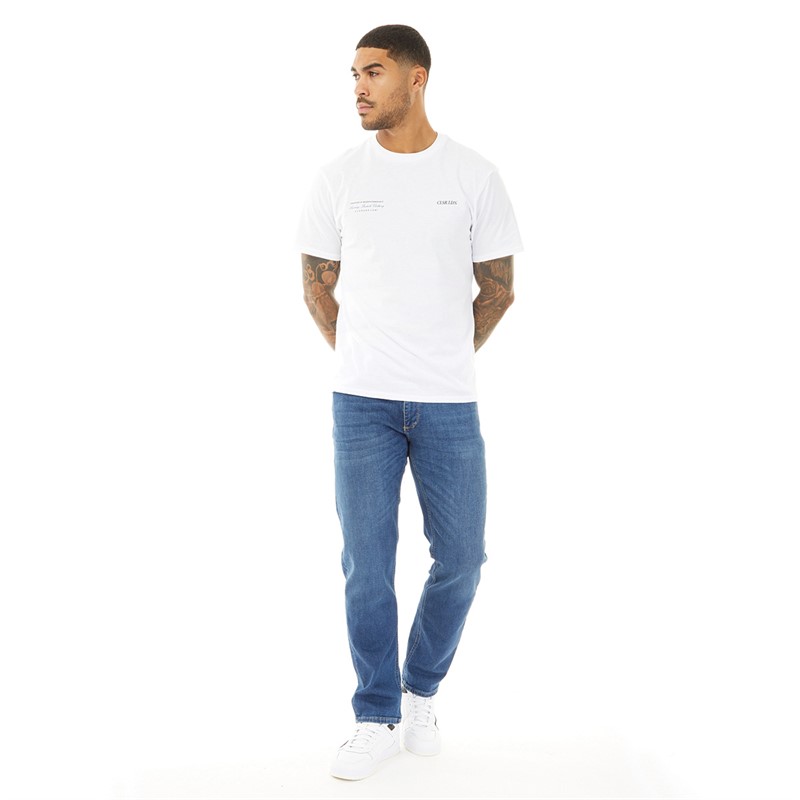 JACK AND JONES Mens Clark Evan 298 Regular Fit Jeans Blue Denim