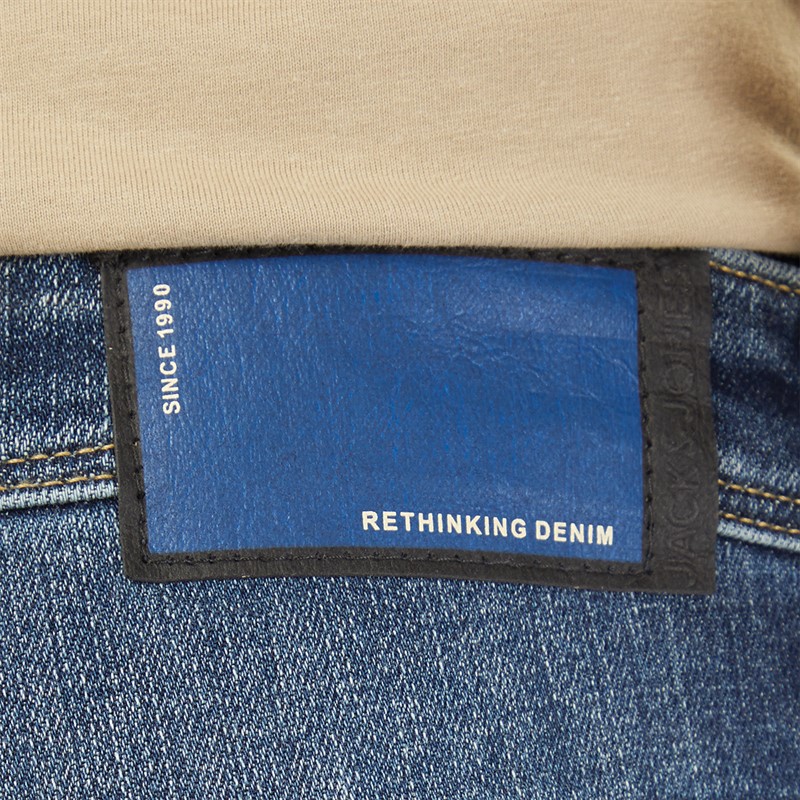 JACK AND JONES Mens Glenn Blair 475 Slim Fit Jeans Blue Denim