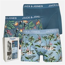 JACK & JONES Mens Flower Bird Three Pack Trunks Chambray Blue/Oceanview/Oceanview