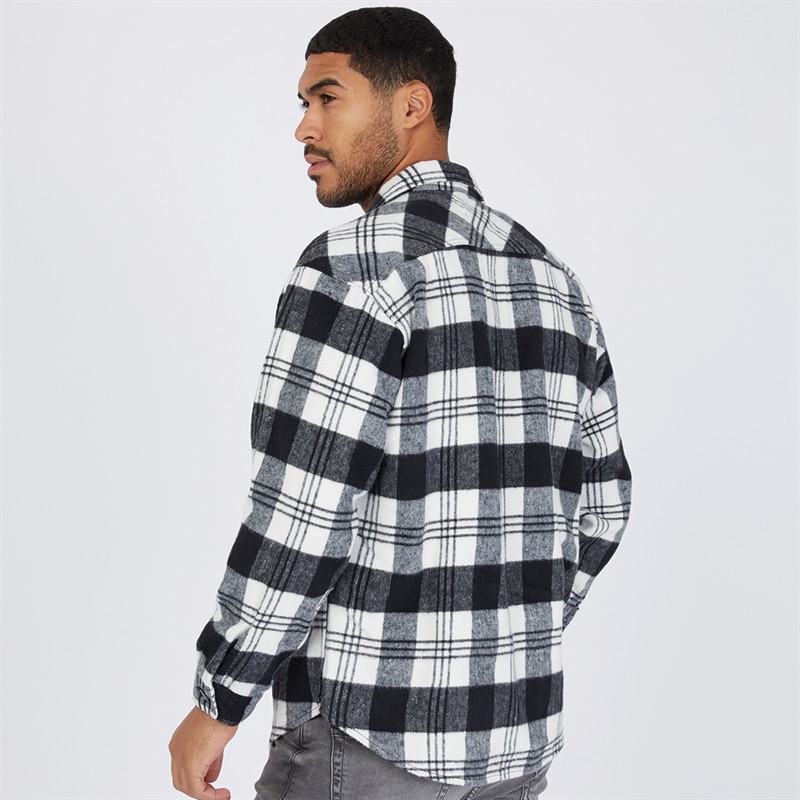 JACK & JONES Mens Check Overshirt Black/White