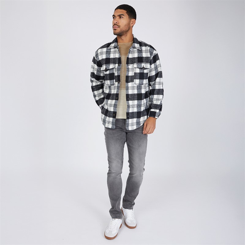 JACK & JONES Mens Check Overshirt Black/White
