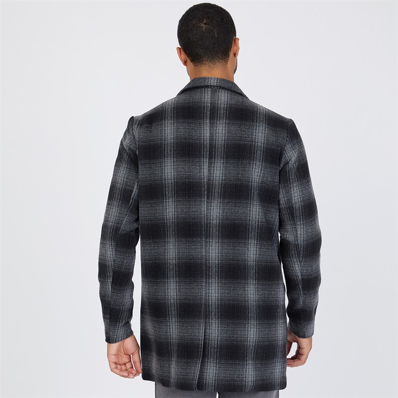 JACK AND JONES Mens Faux Wool Overcoat Black