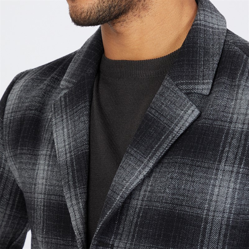 JACK AND JONES Mens Faux Wool Overcoat Black