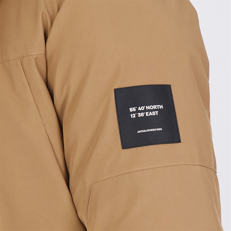 JACK AND JONES Mens Rain Repellent Parka Camel