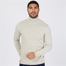 JACK AND JONES Mens Roll Neck Jumper Beige