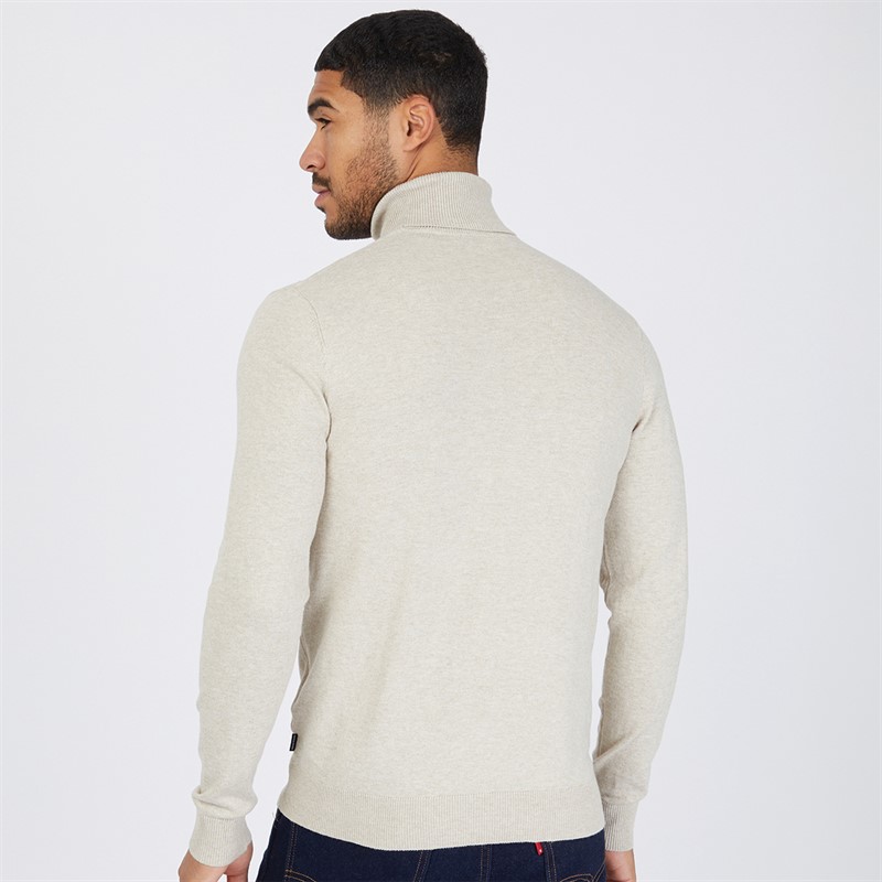 JACK AND JONES Mens Roll Neck Jumper Beige