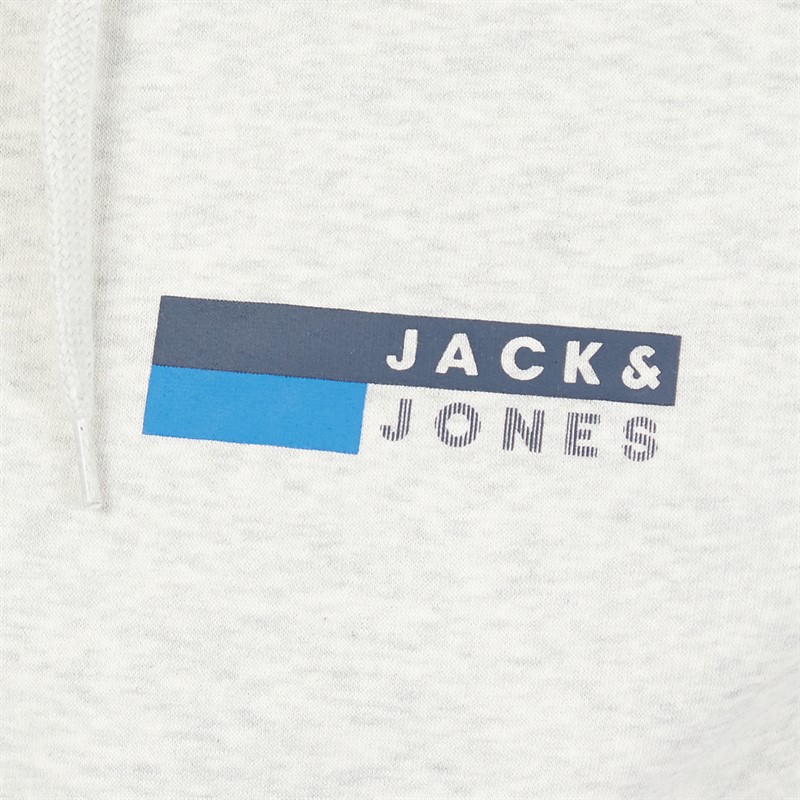 JACK & JONES Mens Corp Logo Hoodie White Melange